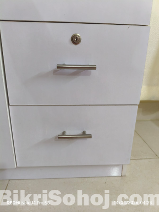 Double-door, 2- drawer white colour wardrobe for sale